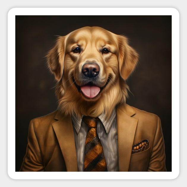 Golden Retriever Dog in Suit Magnet by Merchgard